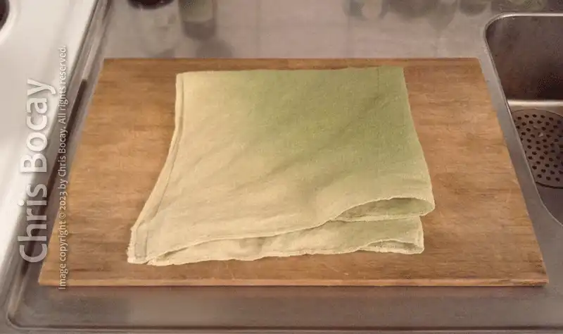 Photo of the cheese-making cloth, folded twice.